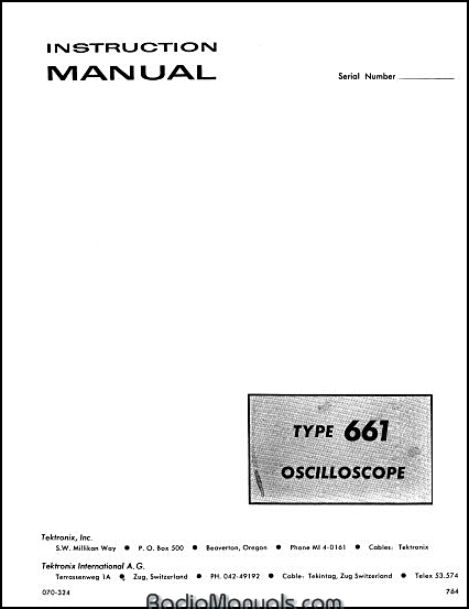 Tektronix 661 Instruction Manual Tektronix 661 Instruction Manual